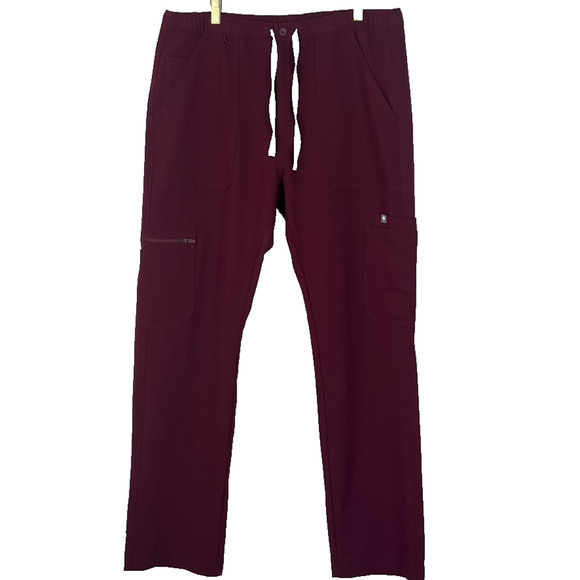 Figs Scrub Pants Mens Sz Large Cairo Cargo Burgundy Technical Collection TM3001 - Picture 1 of 16